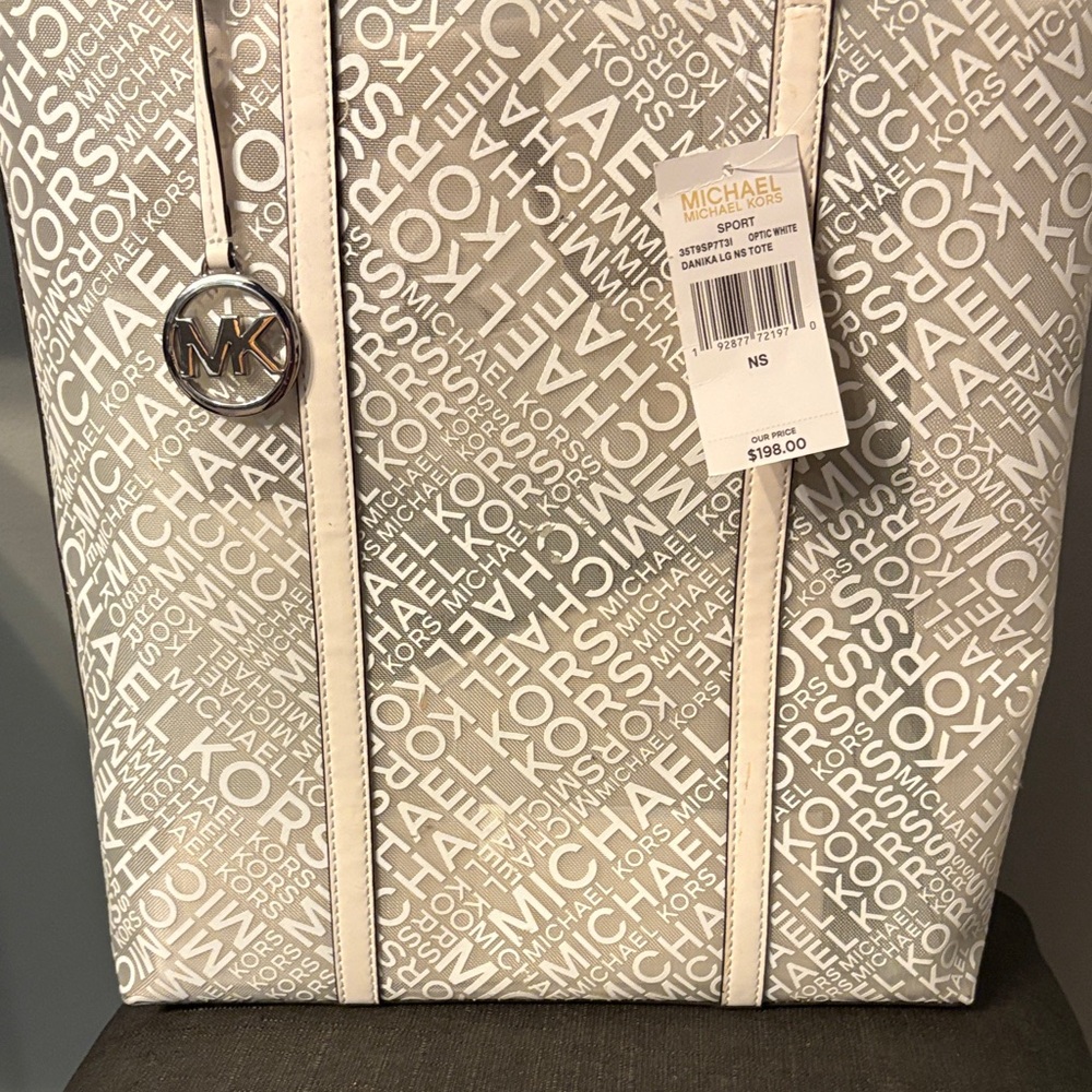 Michael Kors White and Gray Tote Bag